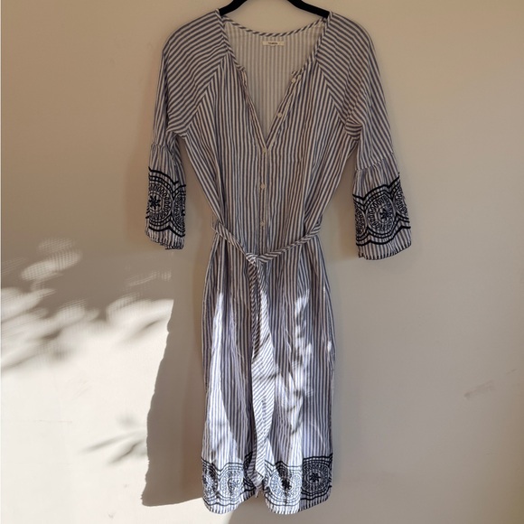 Tularosa Small Striped Button-Down Summer Dress - Picture 1 of 7